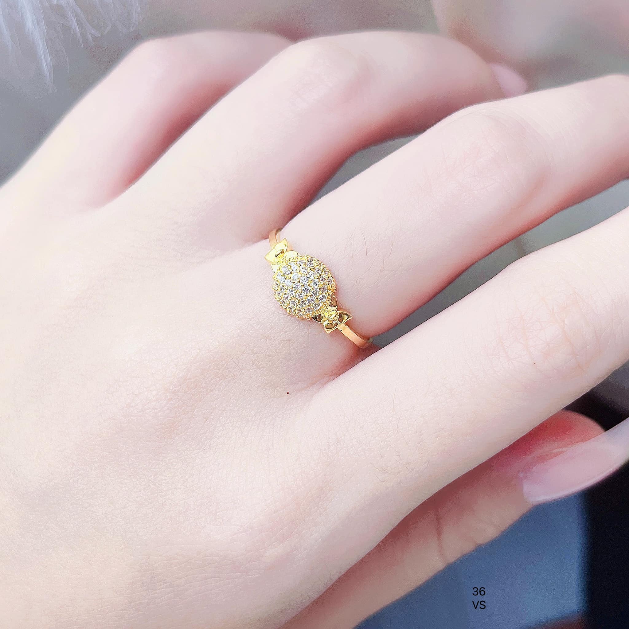 Nhẫn nữ vàng tây mặt đá tròn MS38g