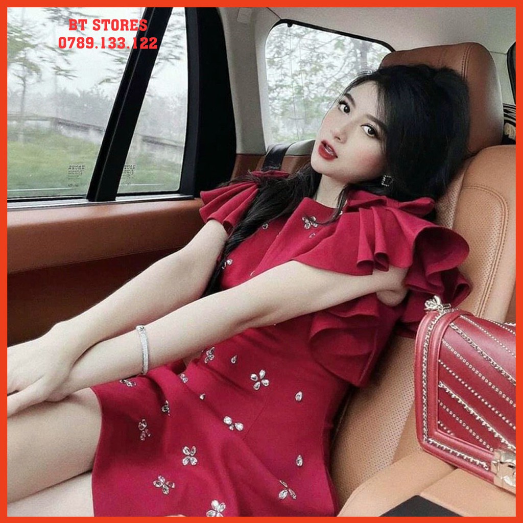 Đầm đính đá siêu sang trọng chất vải cát Nhật (BT039)