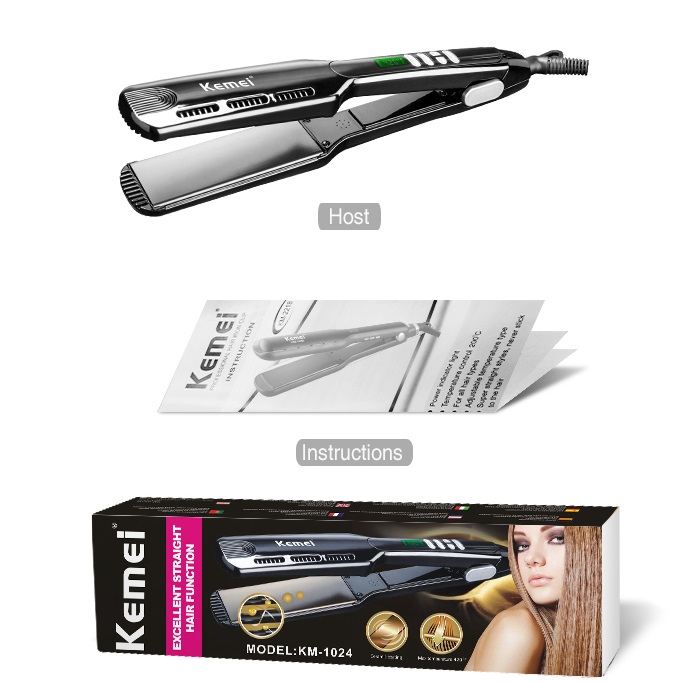 Máy duỗi tóc bản lớn chuẩn salon màn hình lcd công suất lớn kemei km 1024