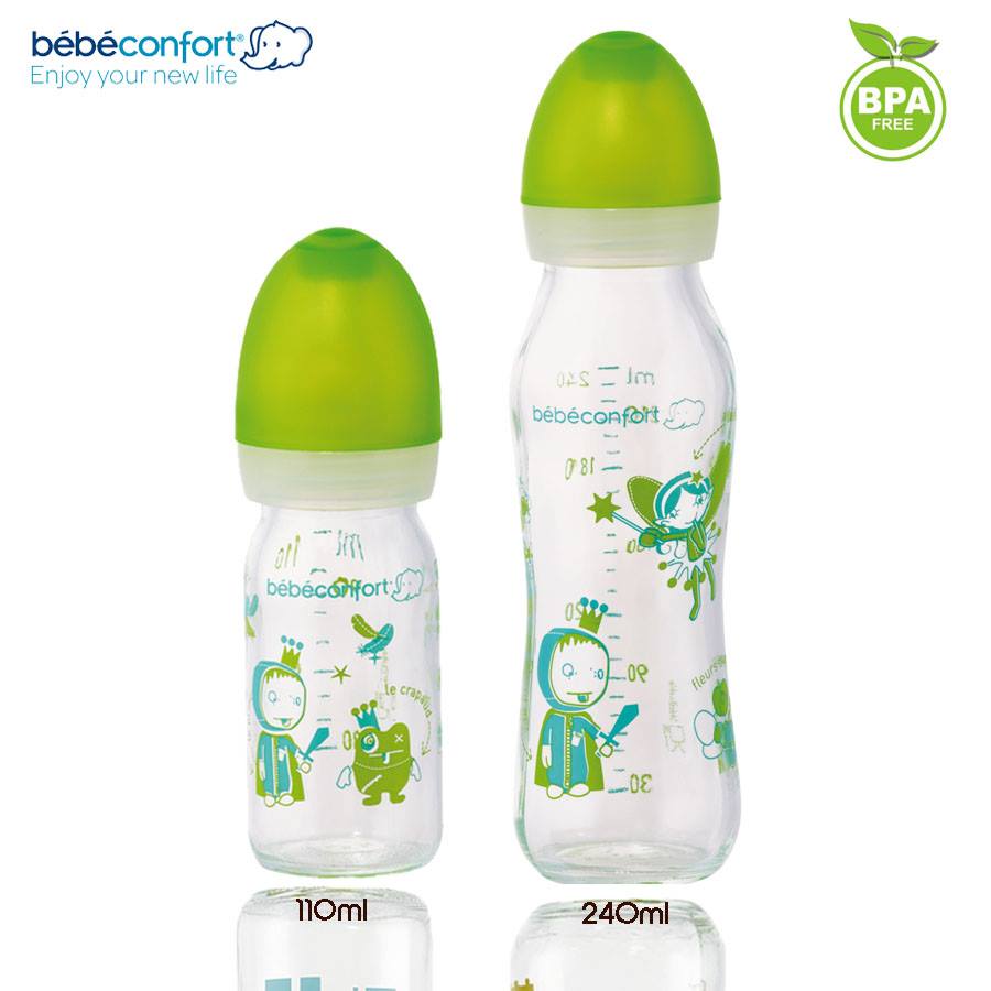 Bình sữa thủy tinh cổ hẹp Bebe confort 240ml