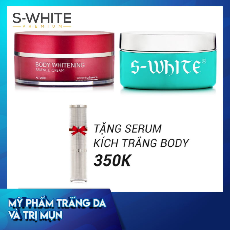 Combo da trắng mịn gồm Kem Body Cốt S-White + Kem Body Táo S-White tặng ngay Serum Kích Trắng Body S-White