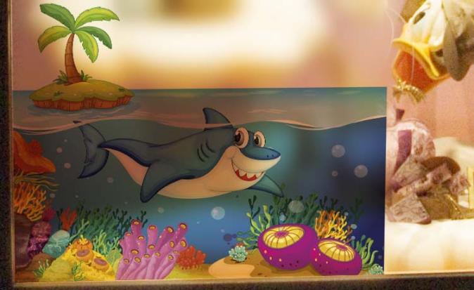 [HCM]Decal Dán Kính Cao Cấp - CÁ MẬP LỚN (60X58CM)-DK7053