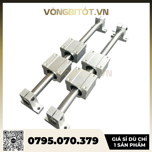 Bộ Thanh Trượt Tròn Trục 25 mm dài 1000mm (Gồm 2 thanh trượt tròn SC25 dài 1000mm + 4 Hộp SCS25 + 4 Kẹp SK25)