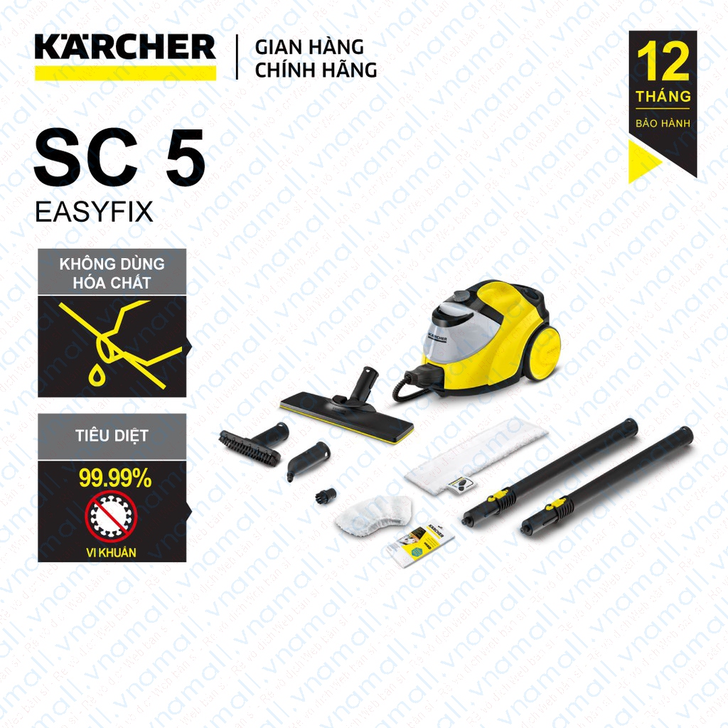 Máy làm sạch bằng hơi nước nóng karcher sc 5 easyfix eu, hàng chính hãng nhập khẩu đức