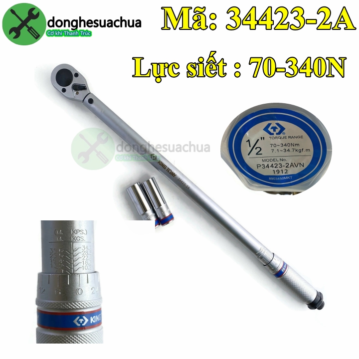 Cần siết lực 1/2 kingtony 34423-2a 70-340n.m dài 570mm