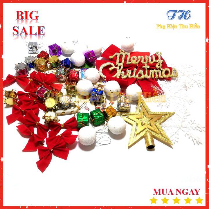 Phụ kiện 128 món trang trí cây thông Noel, trang trí giáng sinh
