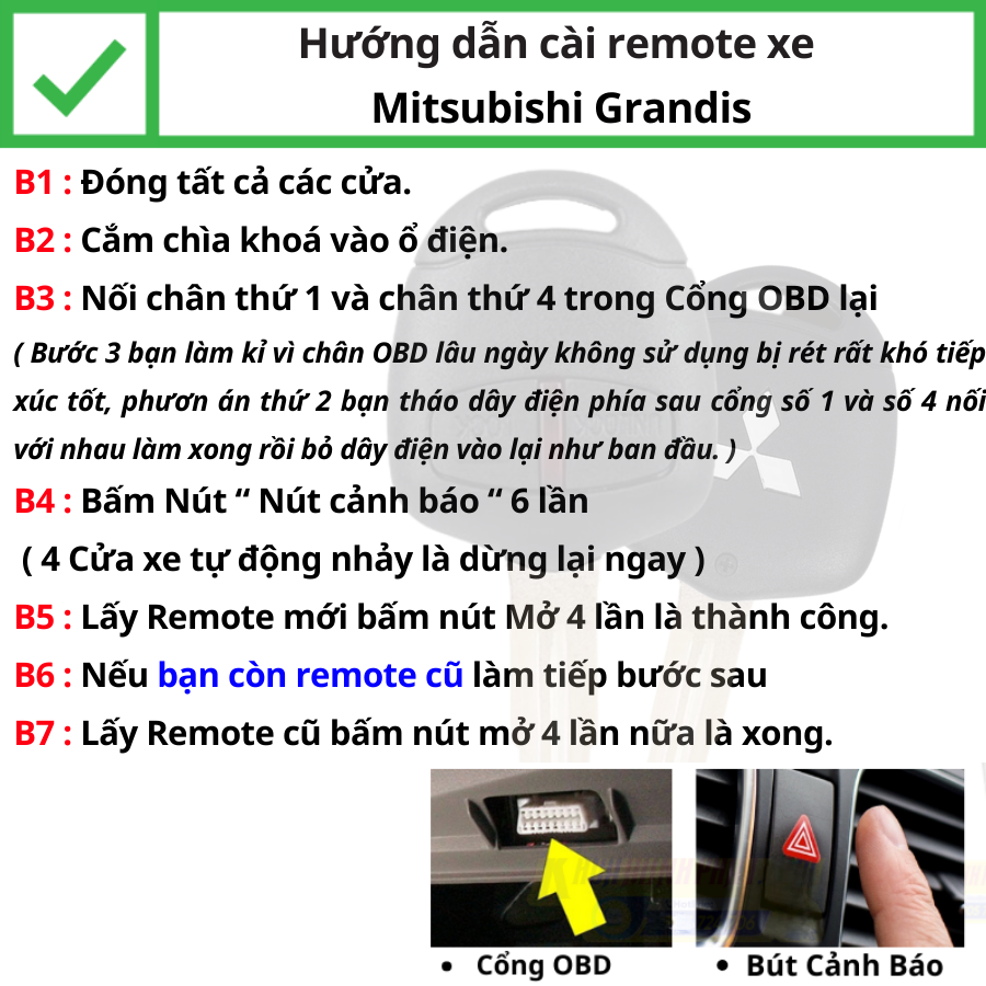 Làm Chìa khoá Độ gập remote Mitsubishi Grandis V11