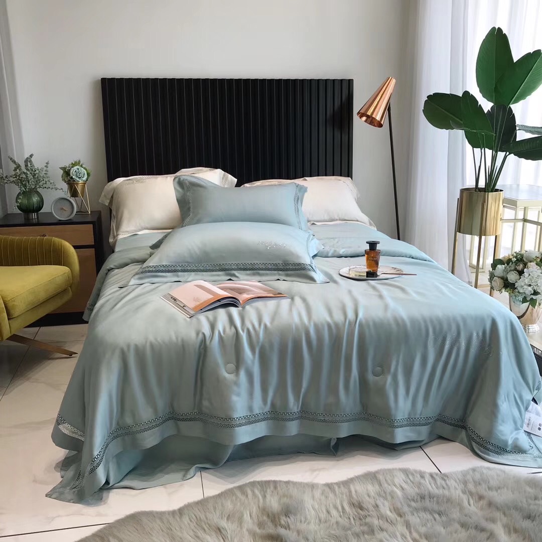 Bộ chăn ga tencel kim sa chăn hè Hlhome thoáng mát