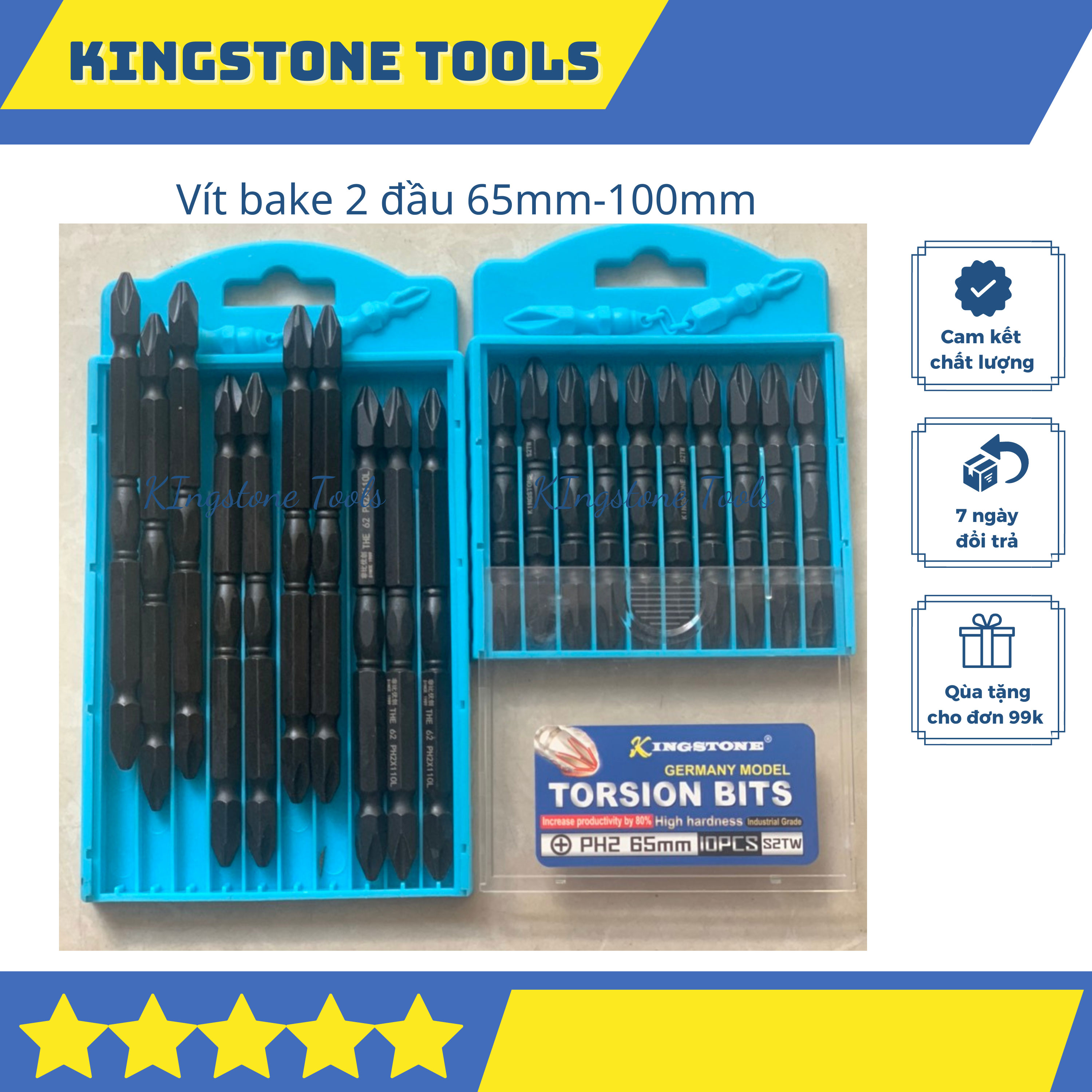 Đầu bắn vít vít 3 ke 2 đầu Kingstone 65mm 100mm