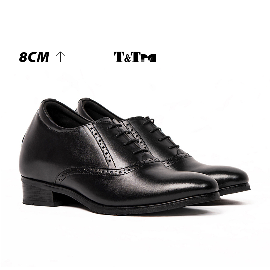 [8cm] shoes height increasing Men T & check S1034 Black