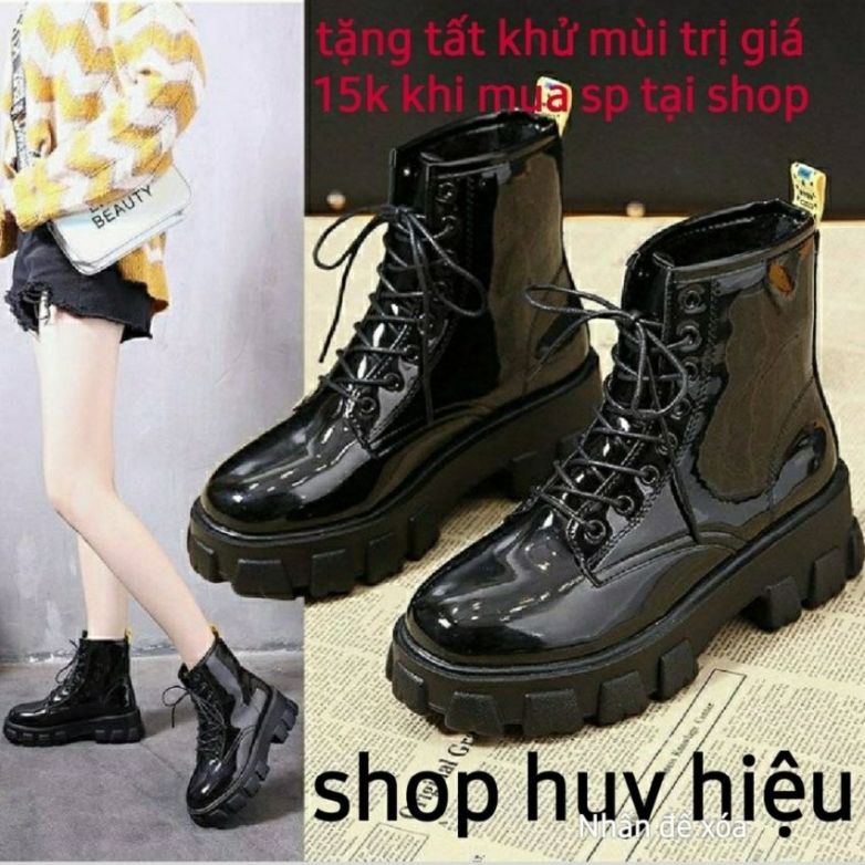 bốt nữ cổ cao bốt martin giày boot nữ cổ thấp gót vuông cao 5cm tôn dáng dễ mix đồ TẶNG tất khử mùi trị giá 15k tại shop huy hiệu giá rẻ