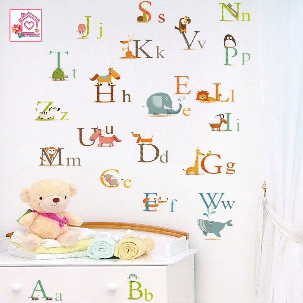 Decal dán tường dán Chữ cái ABC AY877 bé trai bé gái trang trí tường phòng khách phòng ngủ - Sticker - Miếng dán tường - Hình dán