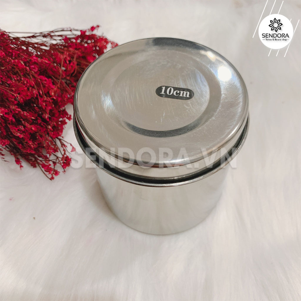 Hộp inox tròn đựng bông gòn y tế, hũ đựng bông y tế inox