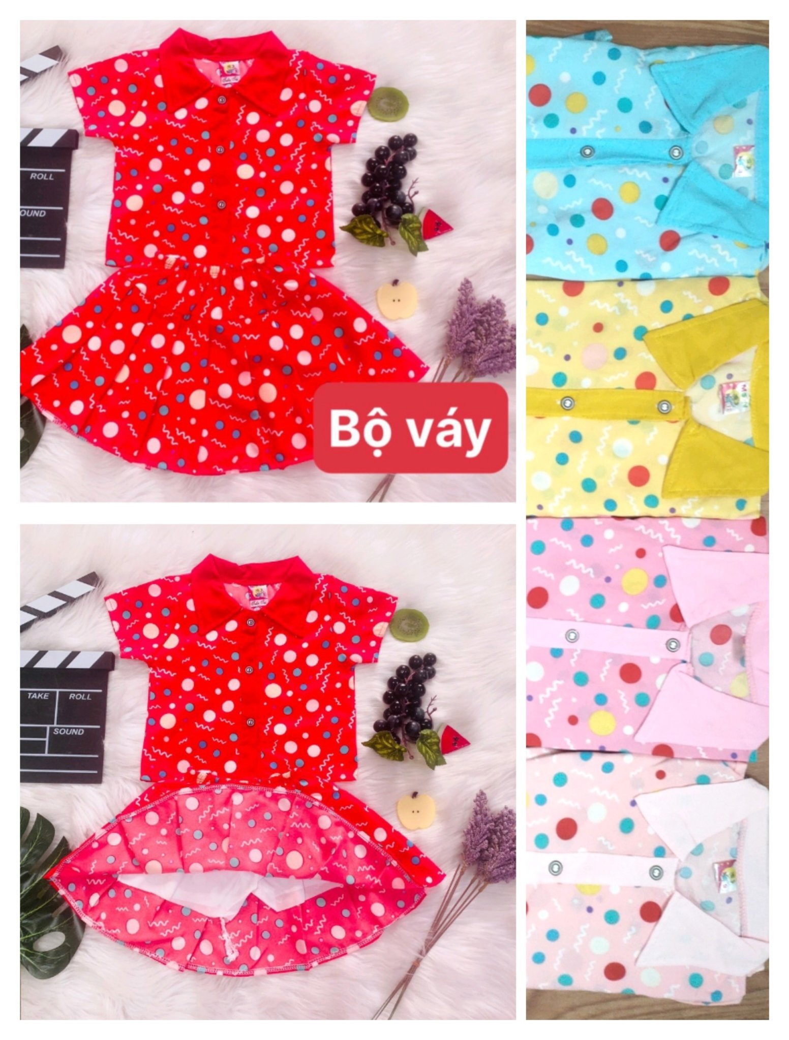 Set Áo Kèm Chân Váy  Lụa Bé (có quần lót trong) (giao màu ngẫu nhiên)