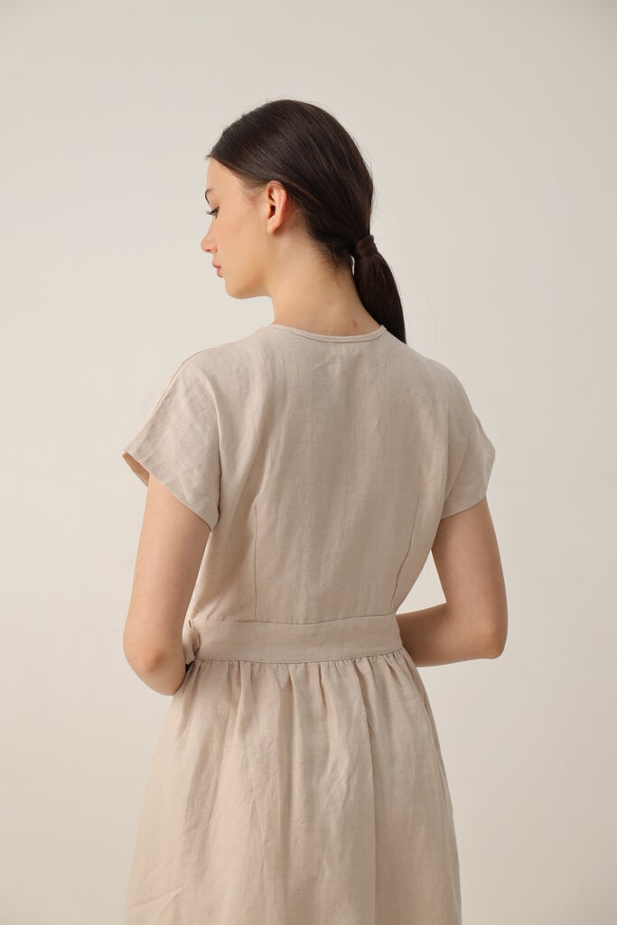 Anam Premium linen hip wrap dress