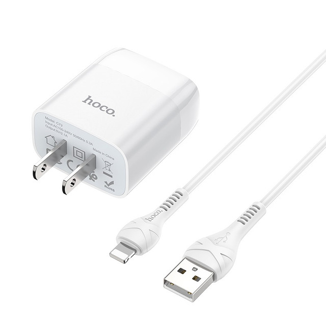 Bộ cáp sạc nhanh 2.1A dây lightning Hoco C72 - Dành Cho iPhone