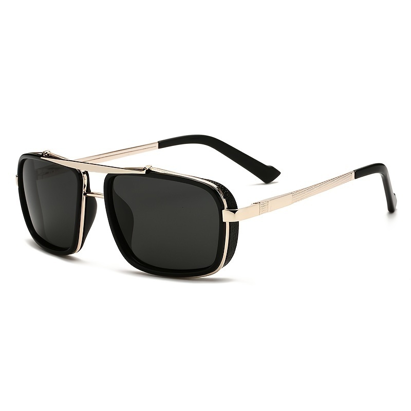 Men's Vintage UV400 Protectio Steampunk Polarized Rectangular Sunglasses
