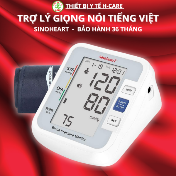 Máy Đo Huyết Áp SINOHEART Trợ Lí Giọng Nói Tiếng Việt Cảnh Báo Huyết Áp Thegioiykhoa bán chạy