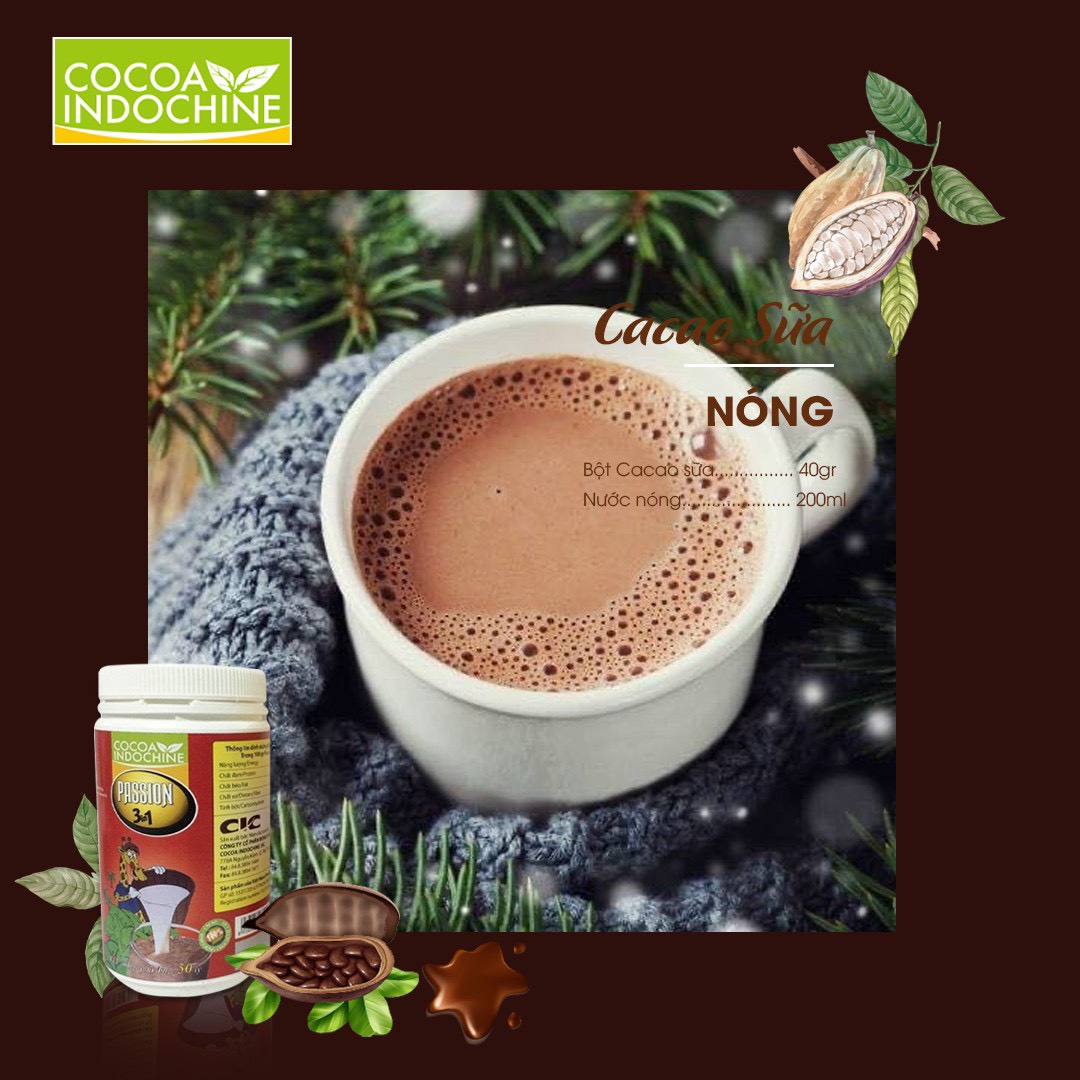 Bột Cacao sữa Passion 3 in 1 - Cocoa Indochine (Hũ 800g)