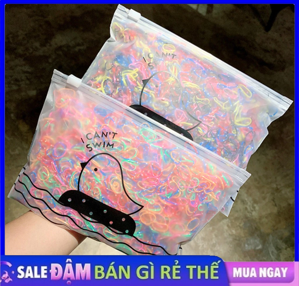 Set 1000 chun buộc tóc nhiều màu kèm túi zip hình chim
