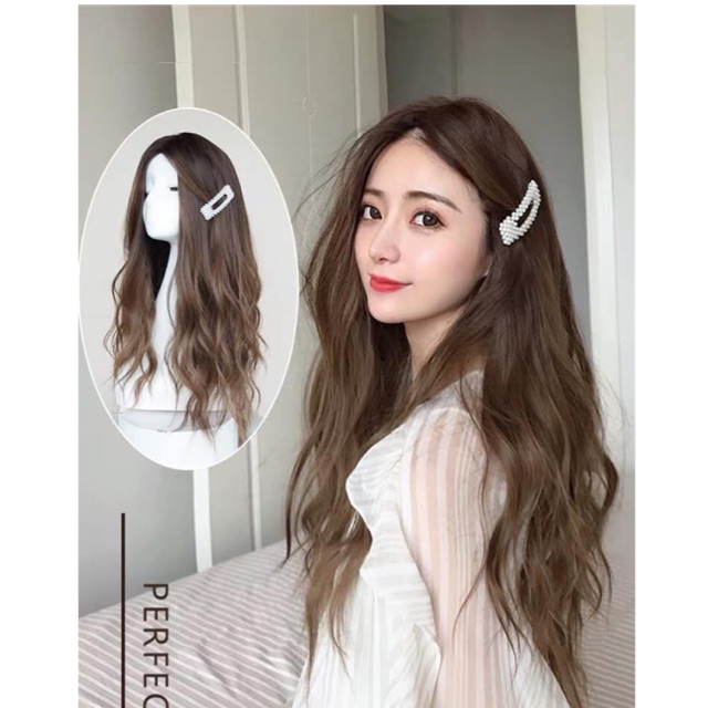 Tóc giả nữ cả đầu 🤡🤡-Tóc giả nguyên đầu xù hai mái hất