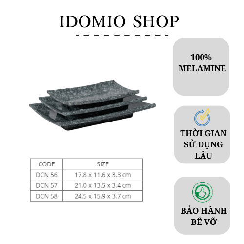 Dĩa Nhựa Melamine Vân Đá Kem/Đen (DCN57)
