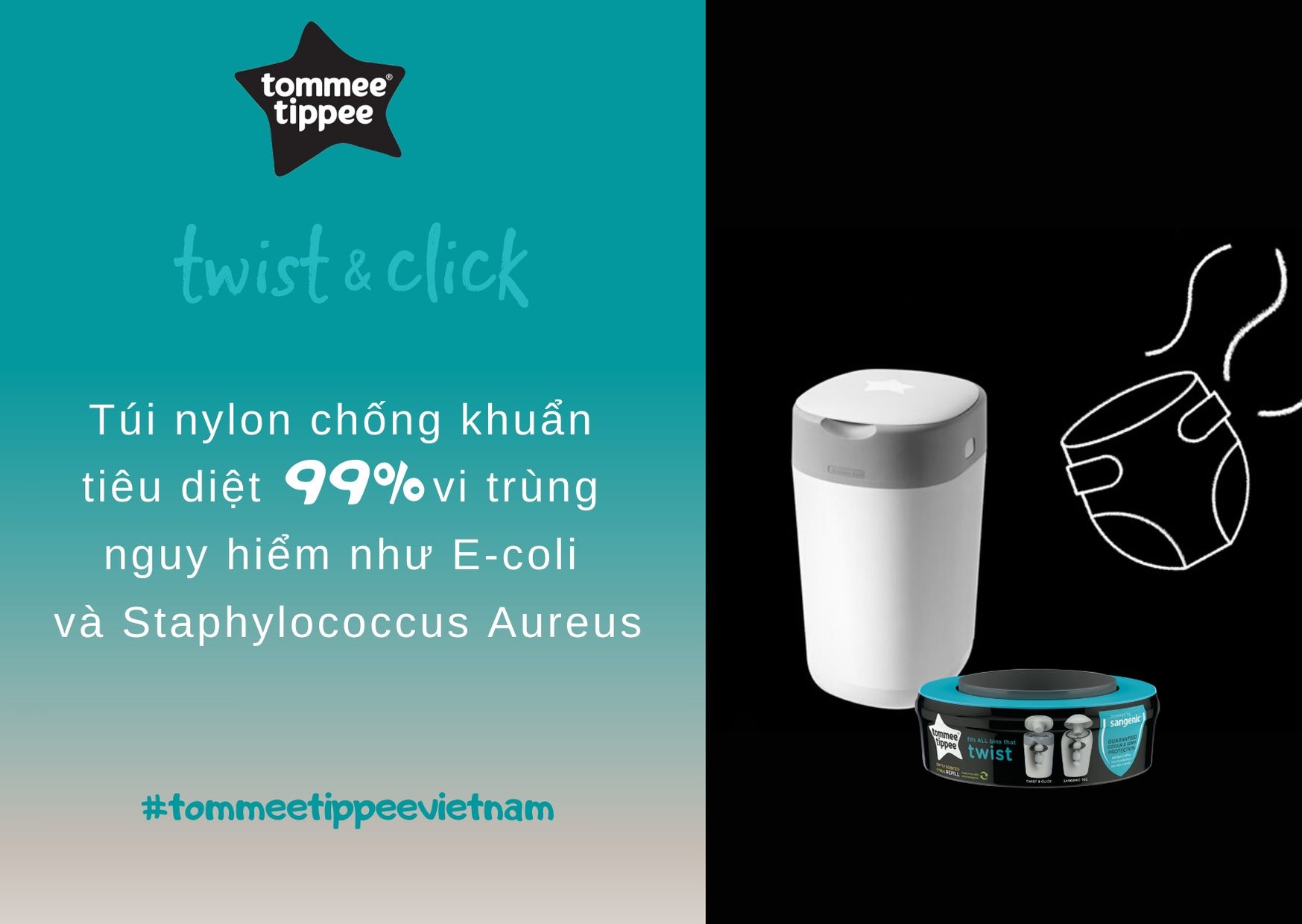 Túi xử lý tã cho bé Tommee Tippee (1 hộp)