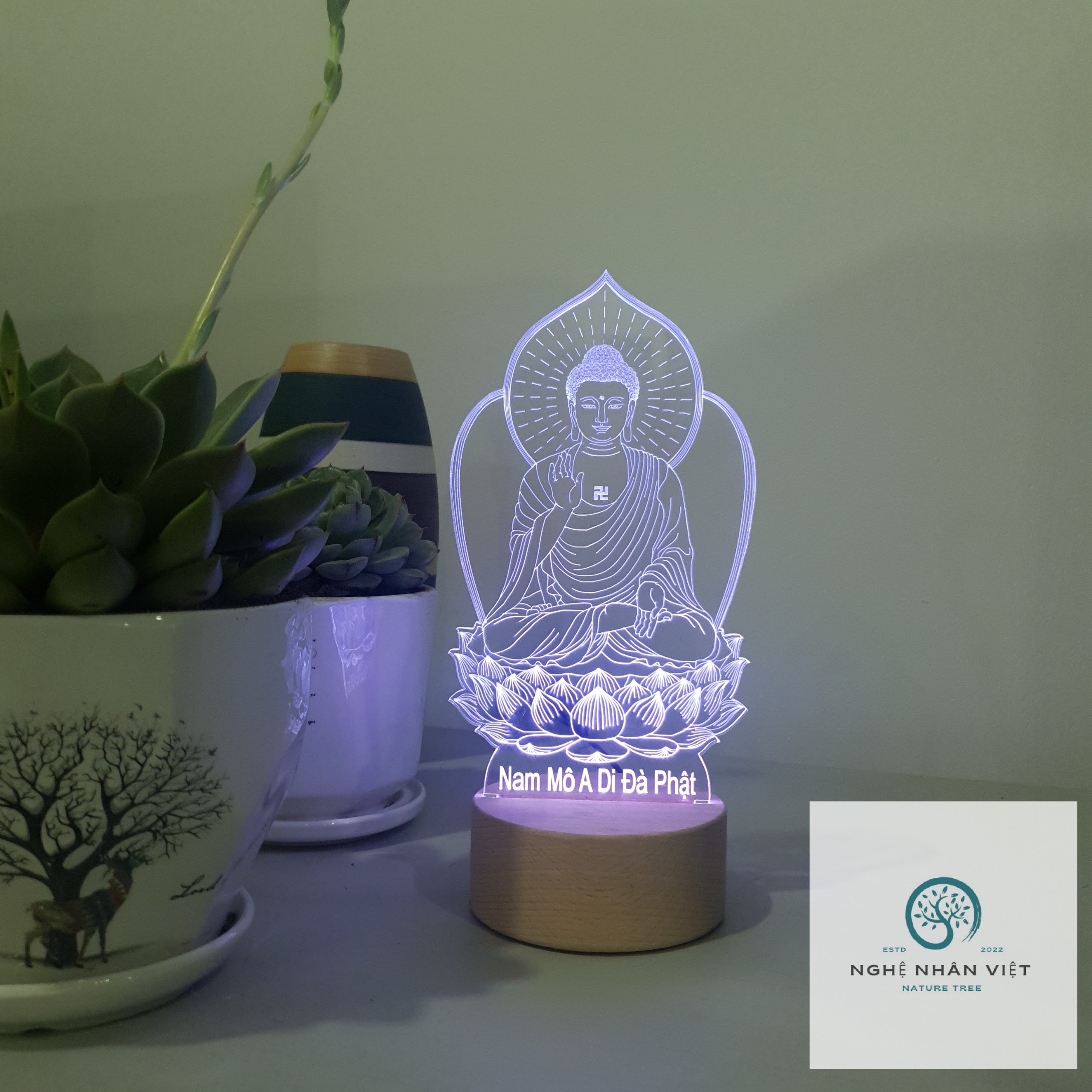 Đèn 3D Decor Phật A Di Đà