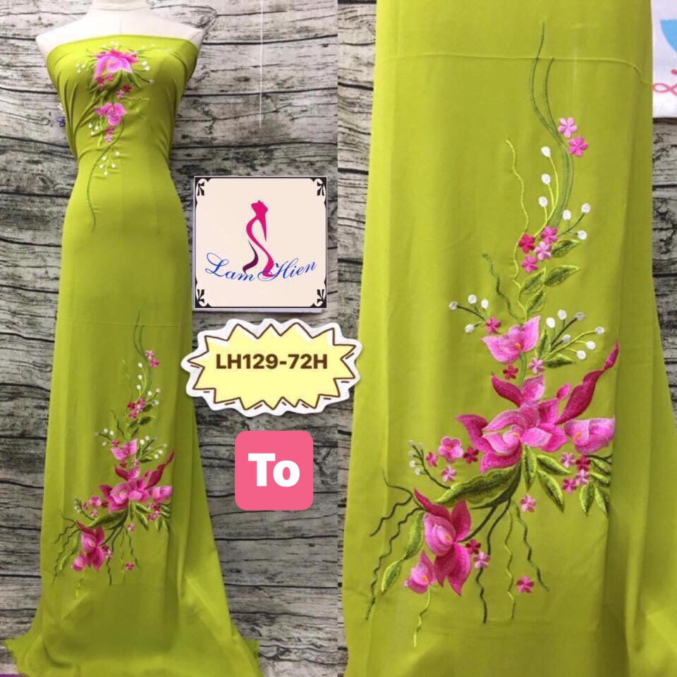 Vải áo dài thêu mẫu LH129