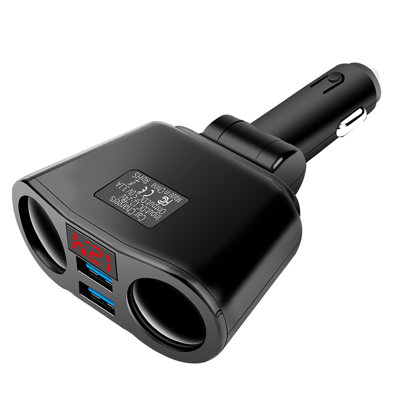 12-24V Car Charger 2 Lighter Ports 2 USB Sockets