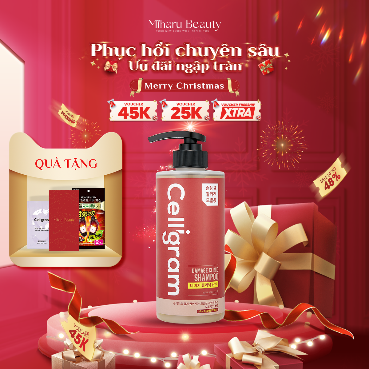 Dầu gội phục hồi chuyên sâu dành cho tóc hư tổn gãy rụng - Celligram Damage Clinic Shampoo 500ml