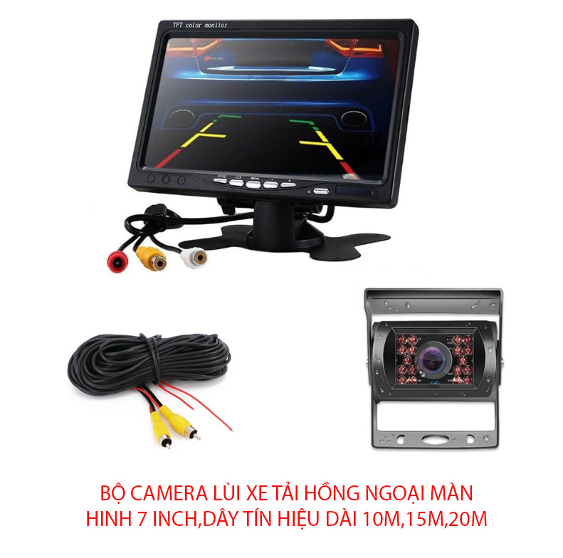 Bộ Màn Hình 7 Inch Và Camera Lùi Xe Tải Hồng Ngoại 18 Mắt