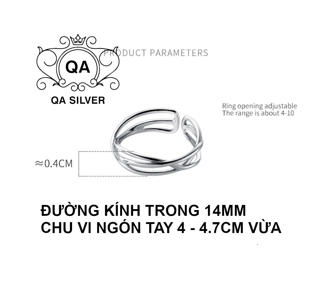 Nhẫn bạc 925 tầng đan chéo nữ form nhỏ ngón út S925 LAYER QA SILVER Ring RI210202