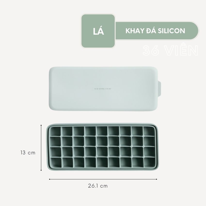 Khay làm đá viên silicon dẻo có nắp đậy FEEKA, khay đá silicon dẻo 24 - 36 ô cao cấp ngăn mùi hiệu quả