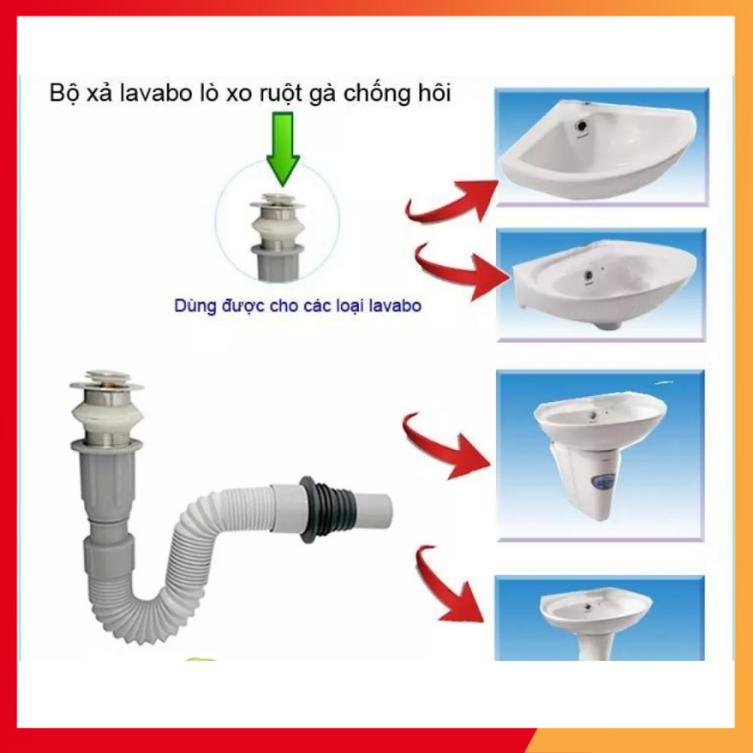 Xả lavabo ruột gà cao cấp (xả nhấn) - DALICO