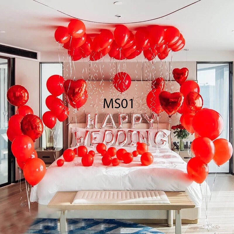 Set bóng trang trí phòng cưới Happy Wedding - HelloBaby