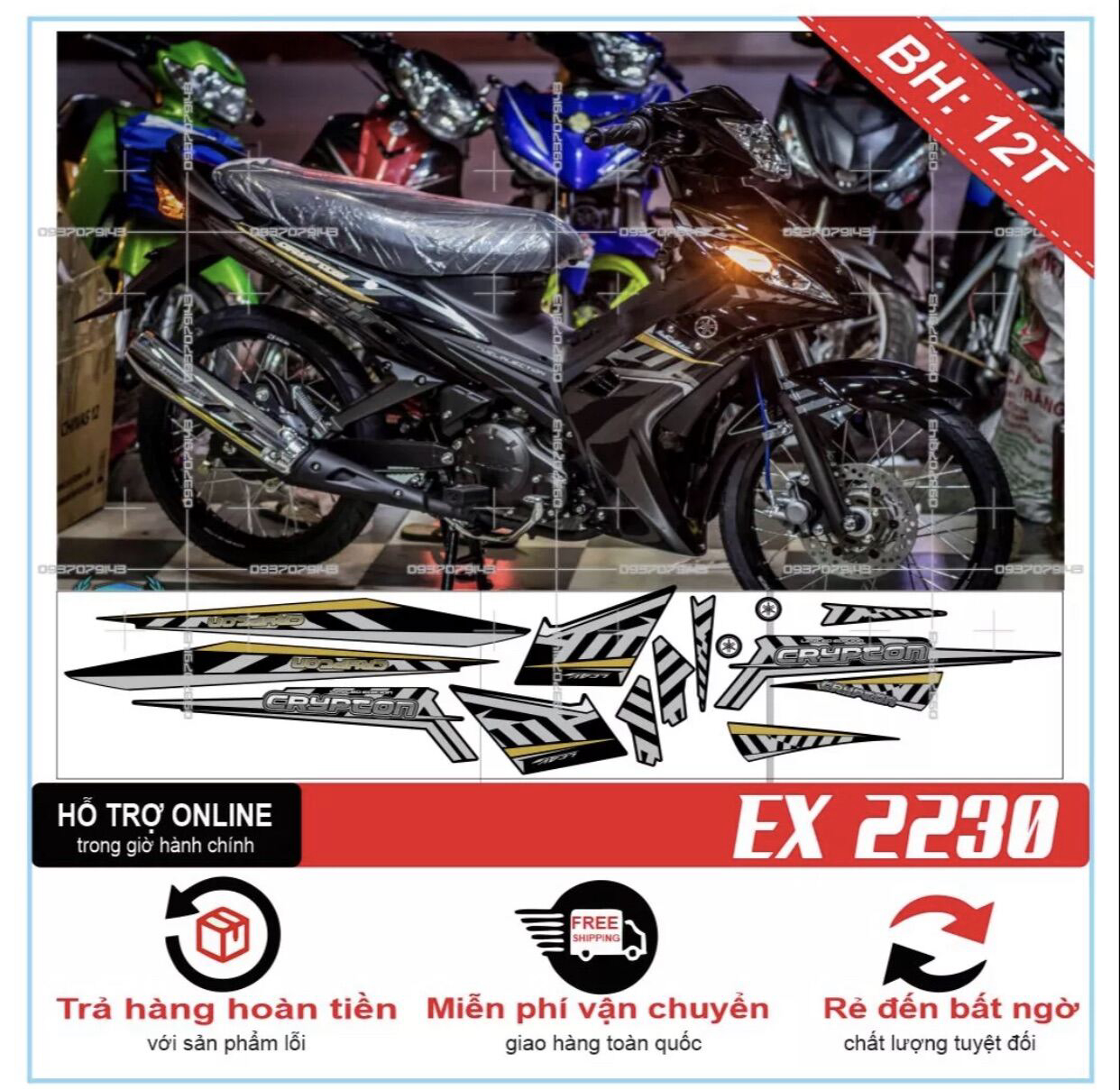 [ QUÍ KHÁCH VUI LÒNG MANG TEM RA TIỆM CHO THỢ DÁN] TEM RỜI EXCITER 2010 CRYPTONX DÁN XE ĐEN  - THUDECAL