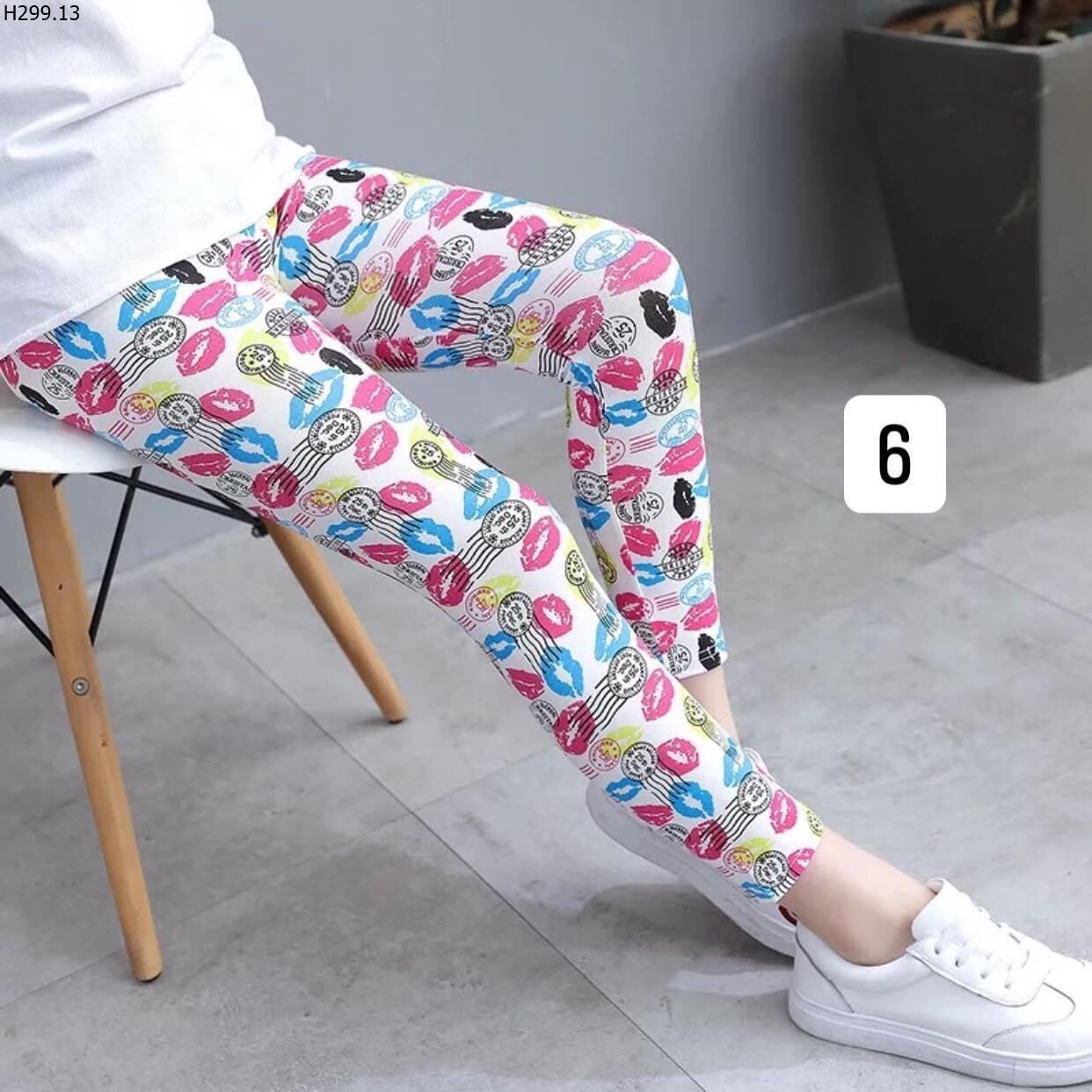 [HCM]Quần Legging Thun Hoa Văn Bé Gái Size 12-33kg