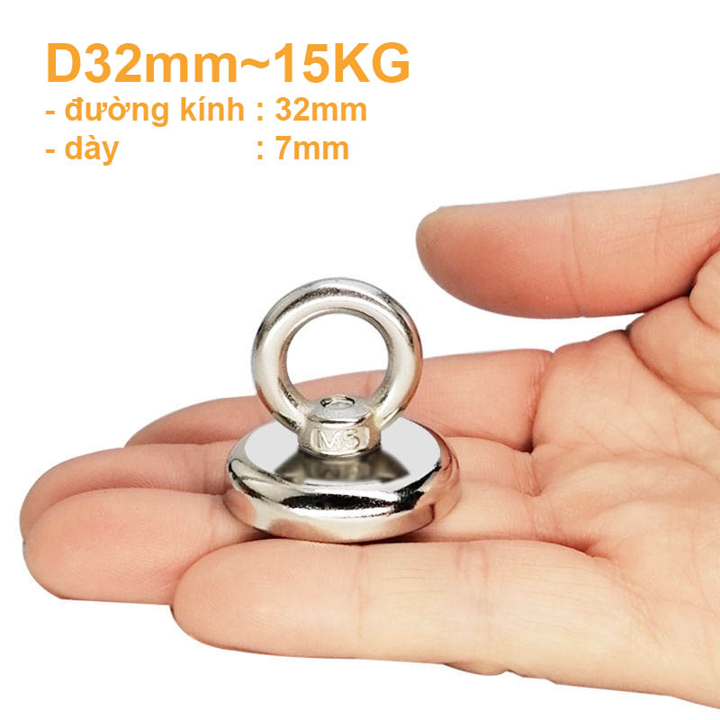 Nam châm móc treo D32mm lực hút siêu khỏe 15kg