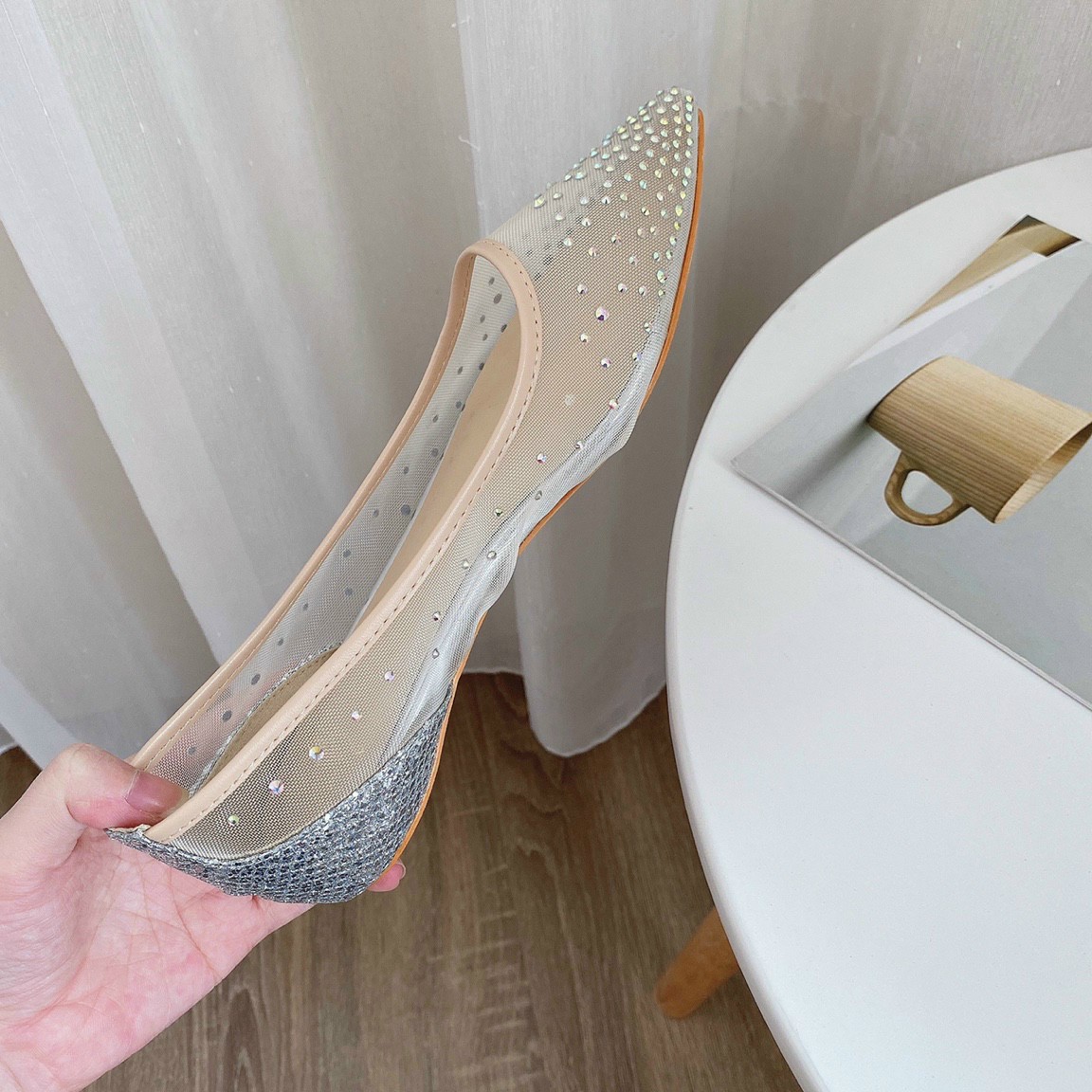 giày nữ giày búp bê lưới đá cao cấp