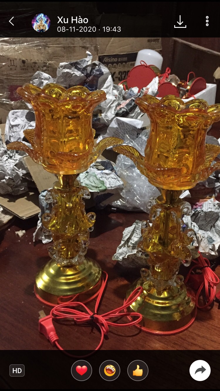 Đèn thờ Pha lê cao 30cm (1 cặp)