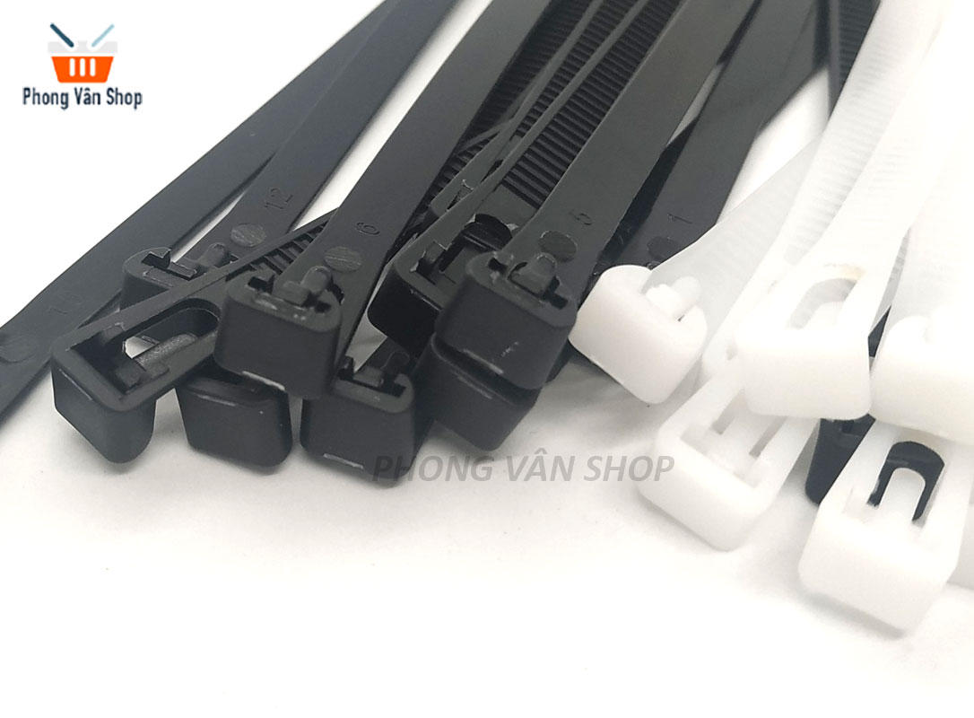 100 Dây thít có lẫy mở - Đen - Trắng - 15cm-20cm-25cm-30cm