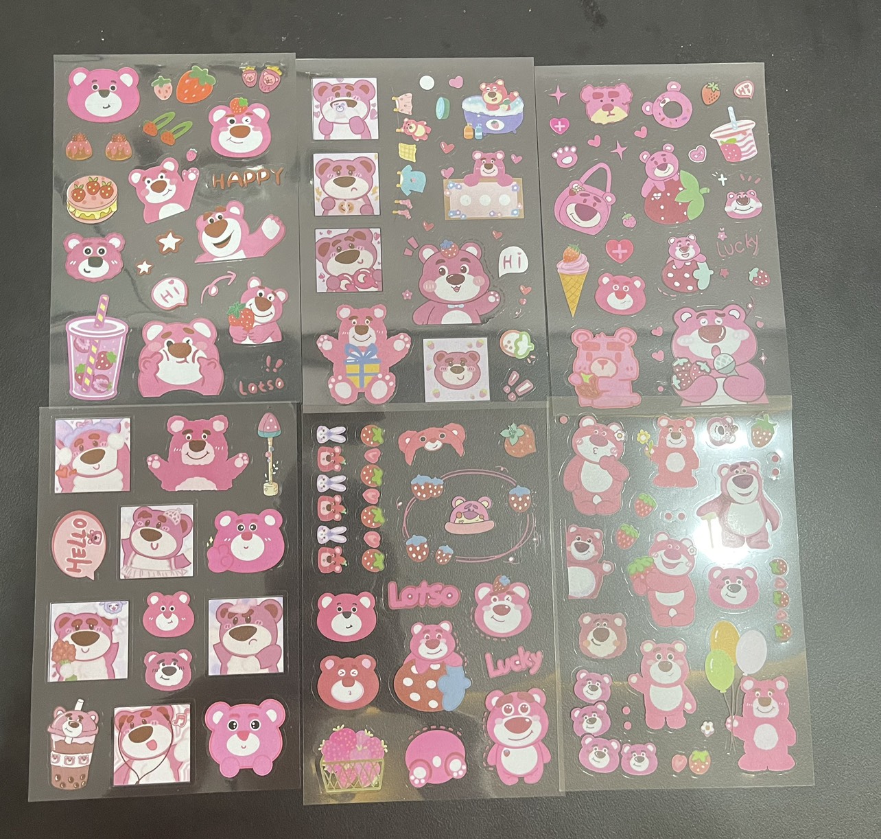 Set 6 tấm hình dán sticker gấu dâu dễ thương