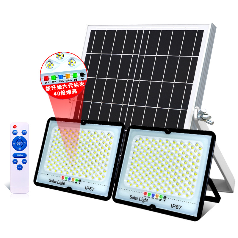 Đèn led pha năng lượng mặt trời 100w 200w 300w trang trí chiếu sáng sân vườn chống nước