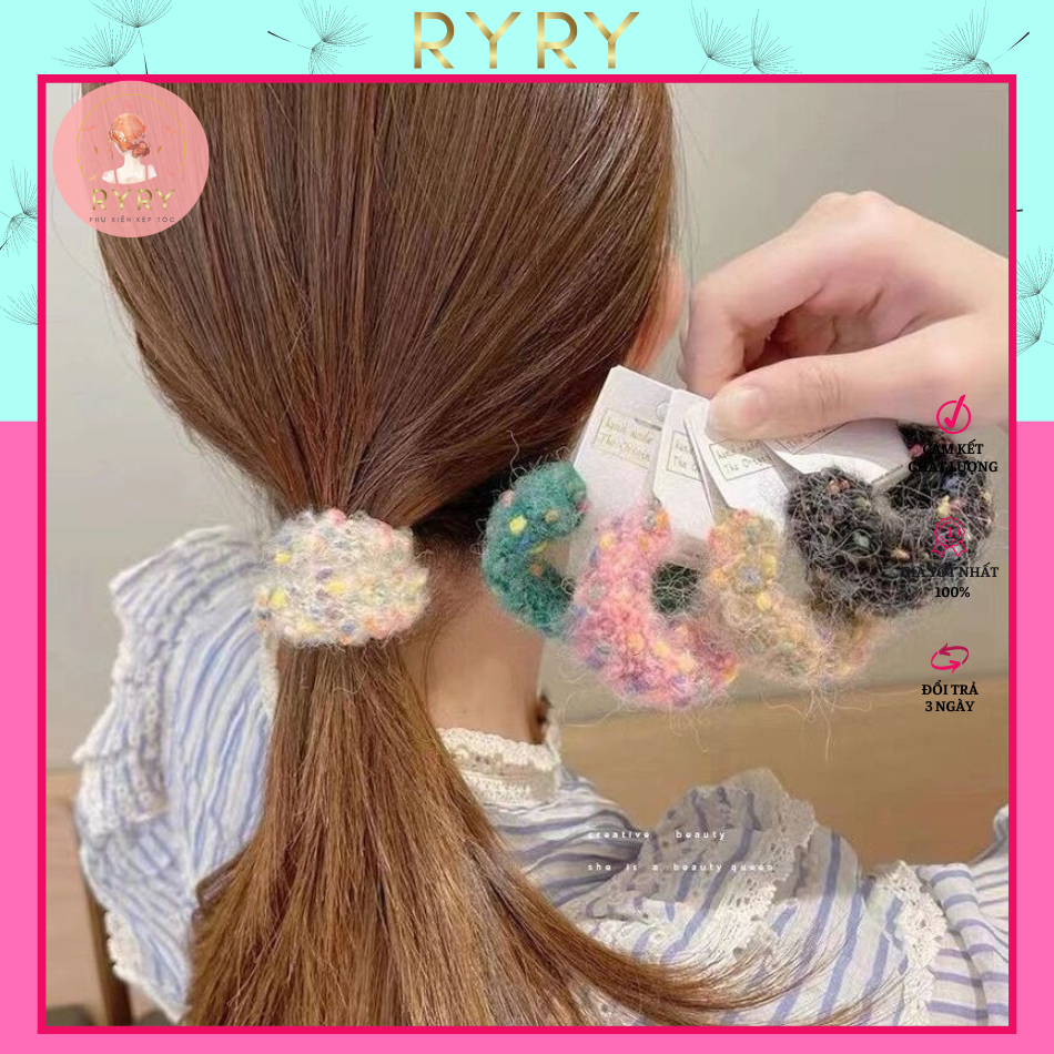 Cột tóc,Dây buộc tóc, Scrunchies Vải Lông Nhiều Màu Cho Nữ