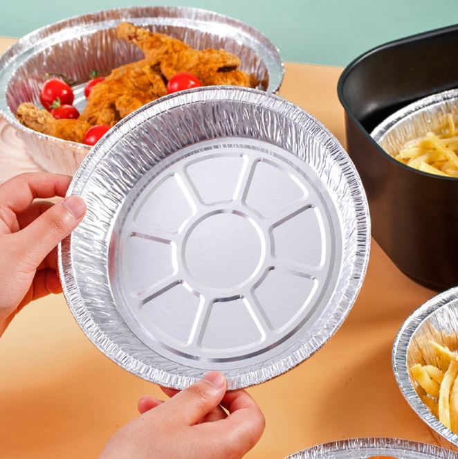Set 10 Khay Giấy Bạc Lót Nồi Chiên Không Dầu, Đĩa Nhôm