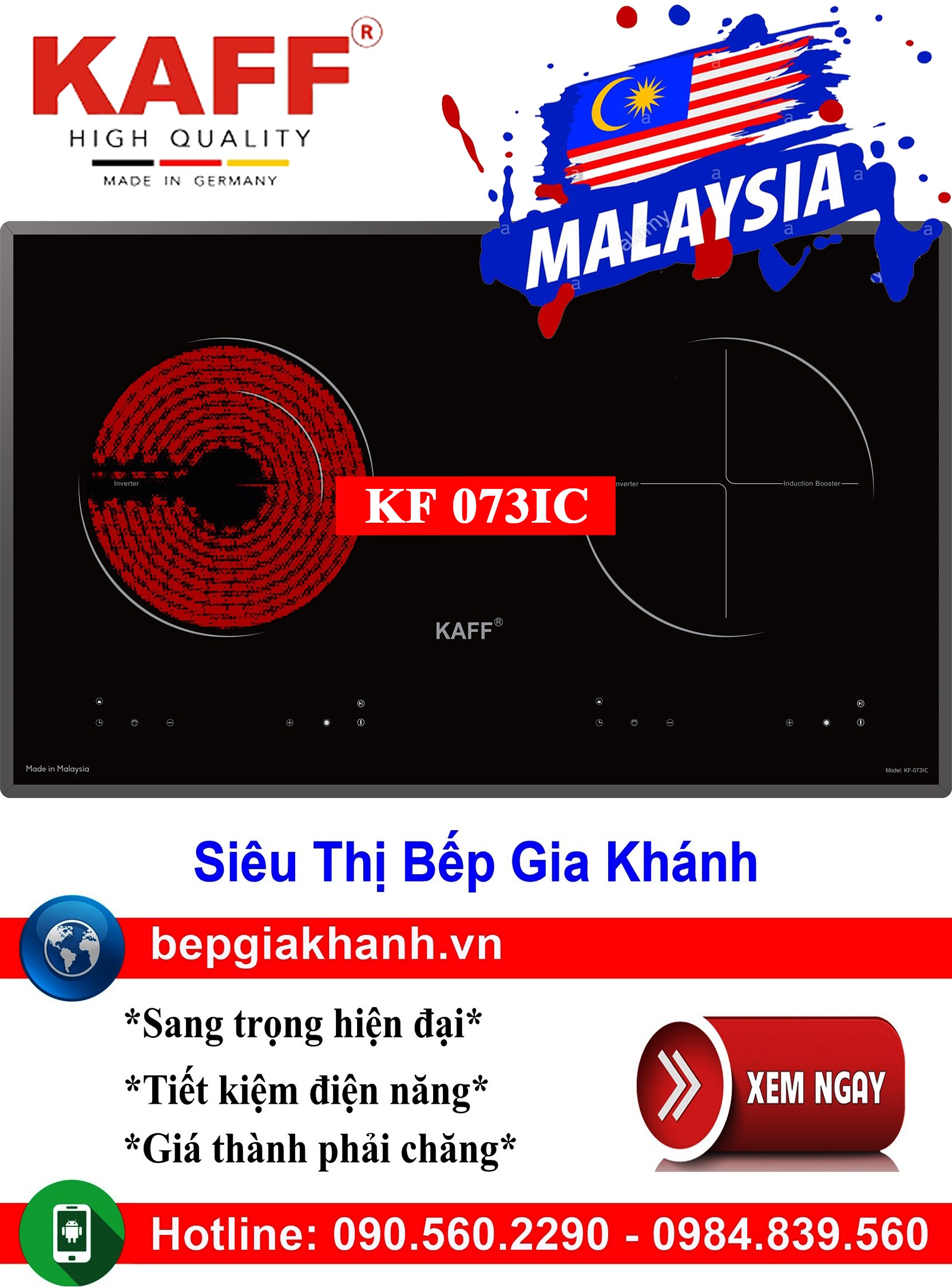 HCMBếp từ kết hợp hồng ngoại Kaff KF 073IC nhập khẩu Malaysia bếp điện từ