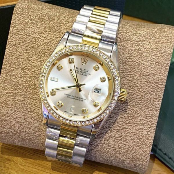 (Thẻ bảo hành 12 tháng) Đồng hồ nam Rolex - viền đá dây kim loại chống nước - rolex.vienda bán chạy