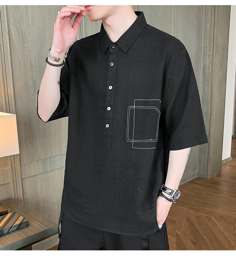 Áo sơ mi đũi nam cổ đức form rộng 5 khuy ngực chất đũi mềm mát thích hợp mùa hè thời trang trẻ