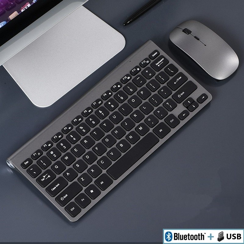 Bộ Bàn Phím Chuột Không Dây Mini K908 – Bluetooth 5.0 & USB 2.4G – Silent – Dùng Cho PC, Laptop, Điện Thoại